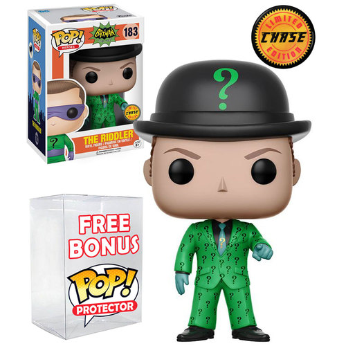 Funko POP! Heroes Batman Classic 1966 TV #183 The Riddler + Free Pop Protector! - Limited Edition Chase - New, Mint Condition