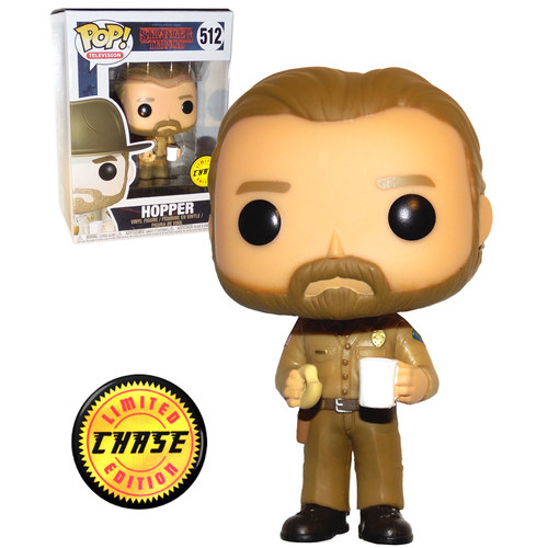 Funko POP! Television Netflix Stranger Things #512 Hopper (No Hat, With Coffee & Donut) - Limited Edition Chase - New, Mint Condition