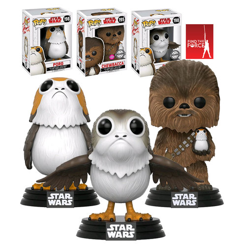 Funko POP Star Wars The Last Jedi Porg Bundle 195 198 198
