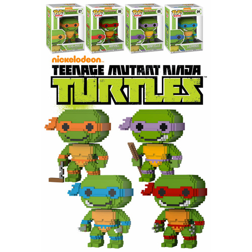 Funko POP! 8-Bit Nickelodeon Teenage Mutant Ninja Turtles Bundle (4 POPs) - New, Mint Condition