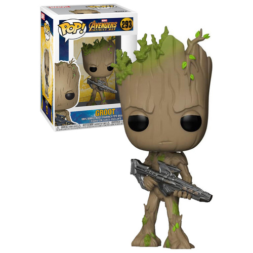 Funko POP! Marvel Avengers: Infinity War #293 Groot With Gun (2018 Movie) - New, Mint Condition