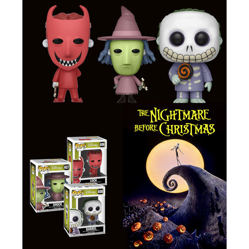 Funko POP! Disney The Nightmare Before Christmas Lock, Shock And Barrel Bundle (3 POPs) - New, Mint Condition