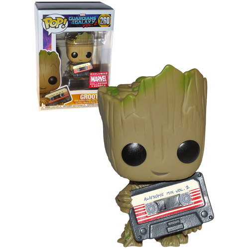 Funko POP! Marvel Guardians Of The Galaxy Vol. 2 #260 Groot (Awesome Mix Tape) - Marvel Collector Corps Exclusive - New, BOX DAMAGED