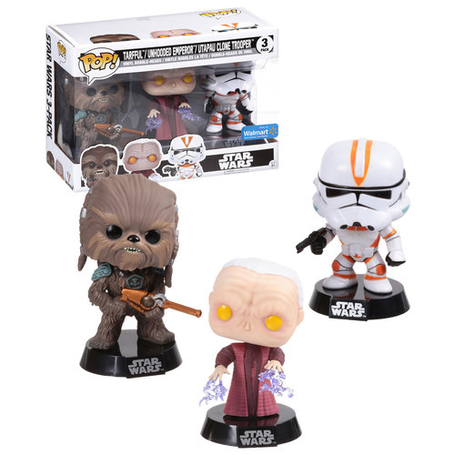 Funko POP! Star Wars Tarfful, Unhooded Emperor & Clone Trooper - Walmart Exclusive Edition 3 Pack - New, Mint Import