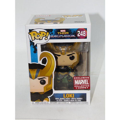 Funko POP! Marvel Thor Ragnarok #248 Loki (With Helmet) - Collector Corps Exclusive - New, Box Damaged
