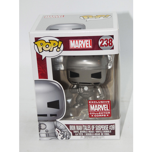 Funko POP Marvel 238 Iron Man Silver Tales Suspense 39 Collector Corps Exclusive New Box Damaged