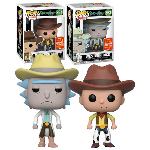 Funko POP! Animation Rick And Morty Western Bundle (2 POPs) - 2018 San Diego Comic Con (SDCC) Limited Edition - New, Mint Condition