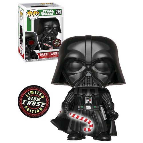 Funko POP! Star Wars Holiday #279 Darth Vader (With Candy Cane) - Glow Limited Edition Chase - New, Mint Condition