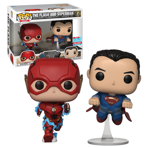 Funko POP! Heroes DC Justice League The Flash And Superman 2 Pack - Funko 2018 New York Comic Con (NYCC) Limited Edition - New, Mint Condition