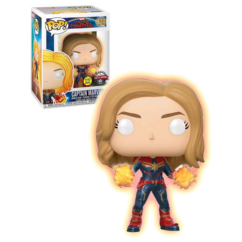 Funko POP! Marvel Captain Marvel #432 Captain Marvel (Glows In The Dark) - New, Mint Condition