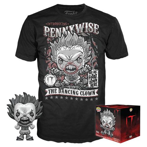 Funko POP! Collectors Box: #473 Pennywise With Teeth POP! (Black & White) & T-Shirt Set - Exclusive Import - New, Mint Condition [Size: Medium]