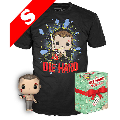 Funko Pop! Movies A Die Hard Christmas #672 John McClane (Shirtless) POP! & T-Shirt Box Set - Import, New [Size: Small]