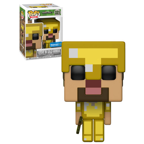 Funko POP! Games Minecraft #321 Steve In Gold Armor - Walmart Exclusive Import - New, Mint Condition