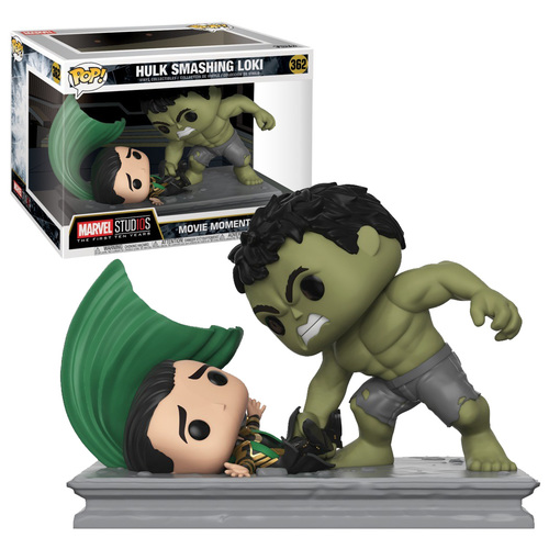 Funko POP! Movie Moments Marvel Studios The First Ten Years #362 Hulk Smashing Loki - New, Mint Condition