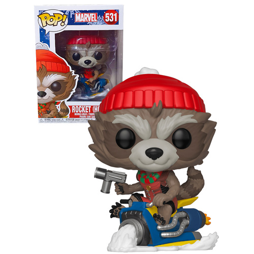 Funko POP! Marvel Holiday Guardians Of The Galaxy Vol 2 #531 Rocket (On Sled) - New, Mint Condition