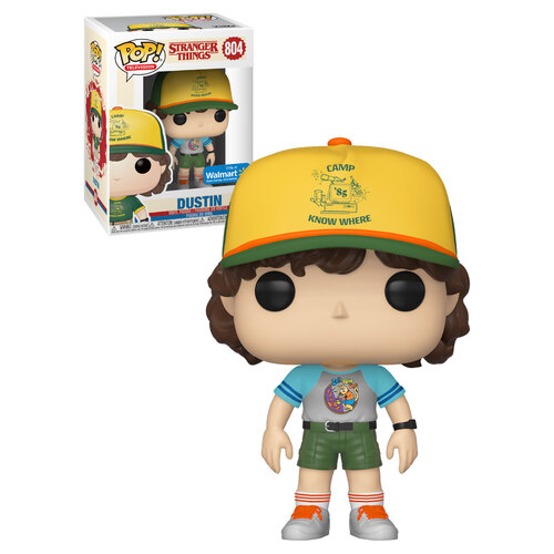 Funko POP! Television Stranger Things 3 #804 Dustin At Camp (Cat Shirt) - Limited Walmart Exclusive - New, Mint Condition