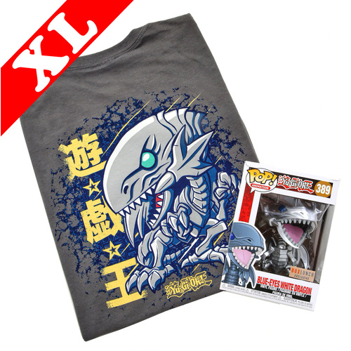 Funko Pop! Tees #389 Yu-Gi-Oh Blue Eyes White Dragon POP! Vinyl & T-Shirt Box Set - Exclusive Import - New, Mint [Size: XL]