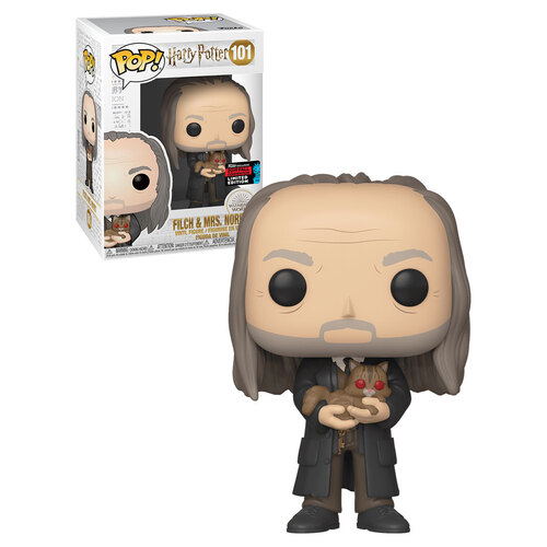 Funko POP! Harry Potter #101 Filch & Mrs Norris - Funko 2019 New York Comic Con (NYCC) Limited Edition - New, Mint Condition