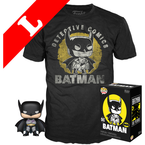 Funko Pop! Tees #270 DC Batman First Appearance POP! Vinyl & T-Shirt Box Set - Exclusive Import - New, Mint [Size: Large]