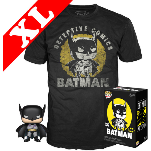 Funko Pop! Tees #270 DC Batman First Appearance POP! Vinyl & T-Shirt Box Set - Exclusive Import - New, Mint [Size: XL]