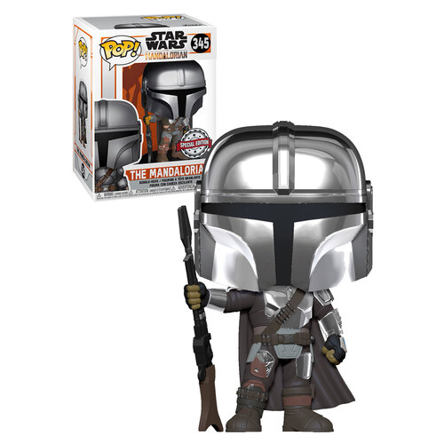 Funko POP! Star Wars The Mandalorian #345 Mandalorian (New Beskar - Chrome) - New, Mint Condition