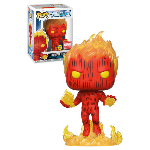 Funko POP! Marvel Fantastic Four #572 Human Torch (Glows In The Dark) - Collector Corps Exclusive - New, Mint Condition