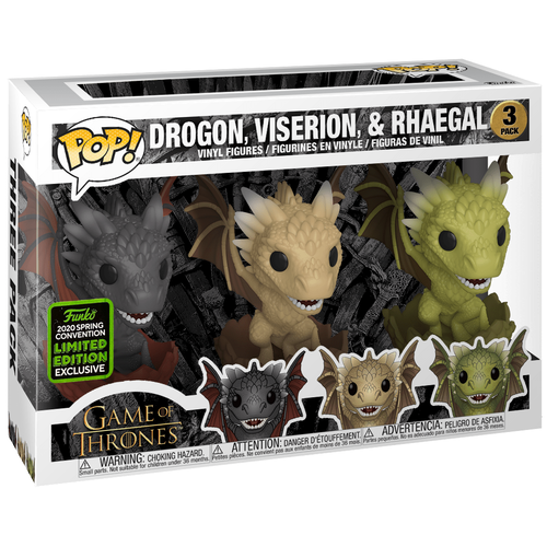 Funko POP! Game Of Thrones Drogon, Viserion & Rhaegal 3 Pack - 2020 Emerald City Comic Con (ECCC) Exclusive - New, Mint Condition