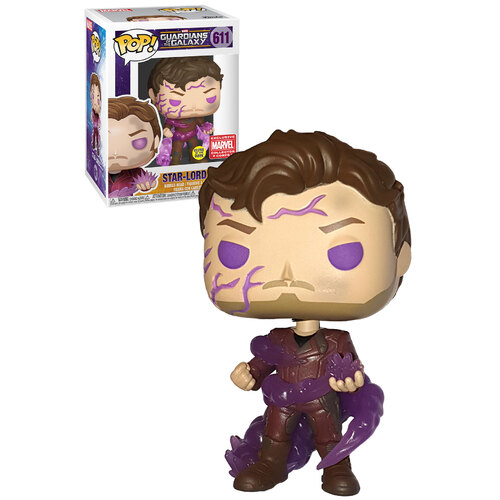 Funko POP! Marvel Guardians Of The Galaxy #611 Star-Lord With Power Stone (Glows In The Dark) - Collector Corps Exclusive - New, Mint Condition