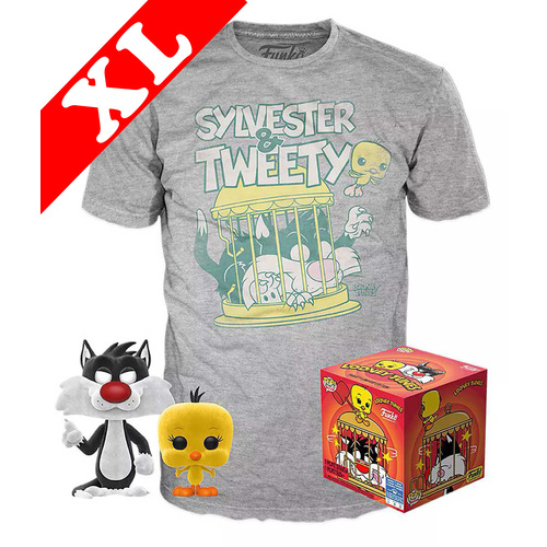 Funko Pop! Tees #309 Looney Tunes POP! Vinyl & T-Shirt Box Set - Sylvester & Tweety (Flocked) Import - New, Mint [Size: XL]