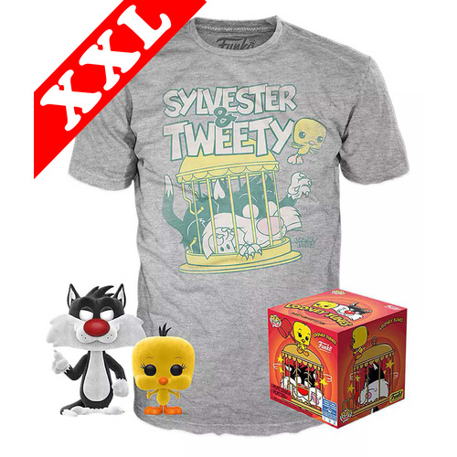Funko Pop! Tees #309 Looney Tunes POP! Vinyl & T-Shirt Box Set - Sylvester & Tweety (Flocked) Import - New, Mint [Size: XXL]