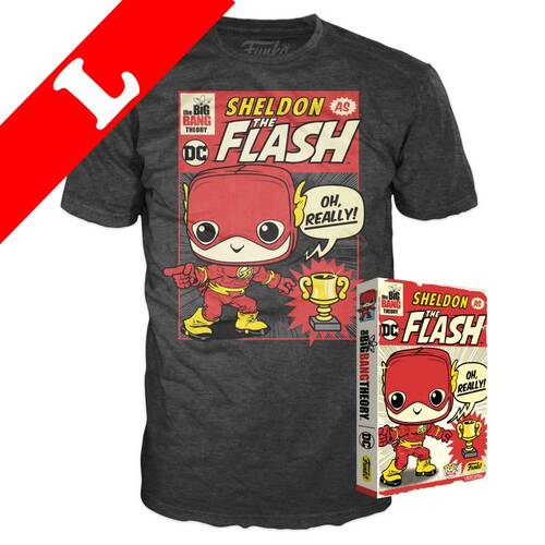 Funko Pop! Tees DC Big Bang Theory T-Shirt - Sheldon As Flash NYCC 2019 Exclusive [Size: Large]