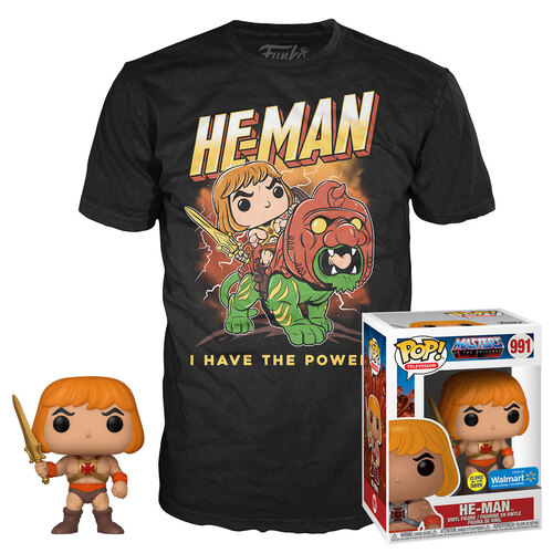 Funko Pop! Tees #991 MOTU POP! Vinyl & T-Shirt Box Set - He-Man (Glows In The Dark) Import - New, Mint [Size: Large]