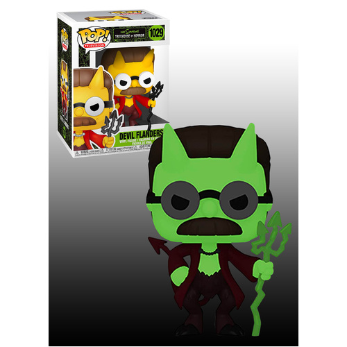 Funko POP! Television The Simpsons Treehouse Of Horror #1029 Devil Flanders (Glows In The Dark) - New, Mint Condition