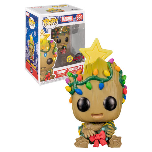 Funko POP! Marvel Holiday #530 Guardians Of The Galaxy Vol 2 Groot (Glows In The Dark) - New, Mint Condition