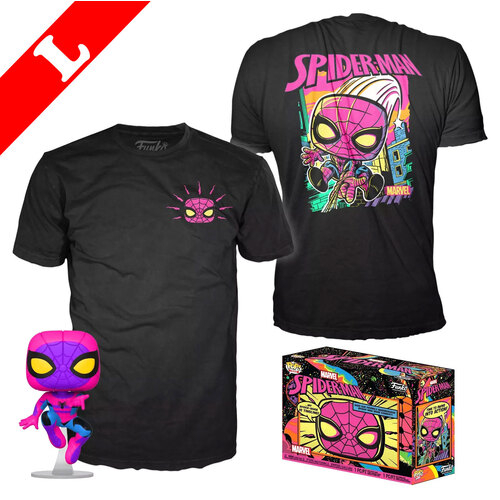 Funko POP! Tees #652 Marvel Black Light Spider-man POP! & T-Shirt Set - Target Exclusive - New, Sealed [Size: Large]