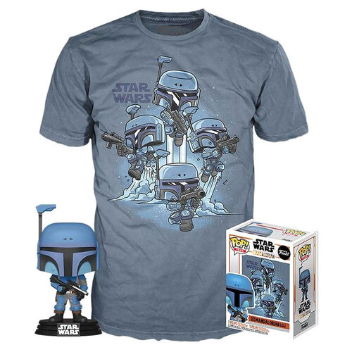 Funko POP! Tees #47104 Star Wars The Mandalorian Death Watch (No Stripes) POP! & T-Shirt Set - Gamestop Exclusive - New, Sealed [Size: Medium]