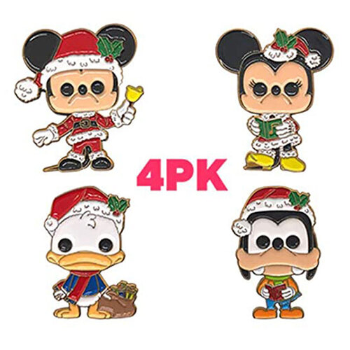 Funko Disney Holiday Mickey, Minnie, Donald & Goofy Pins (Set Of 4) - New, Sealed