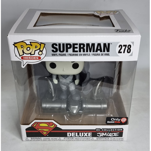 Funko POP! Heroes #278 Super-Sized Superman (B/W Jim Lee Collection Deluxe) - Limited Gamestop Exclusive - New, With Minor Box Damage