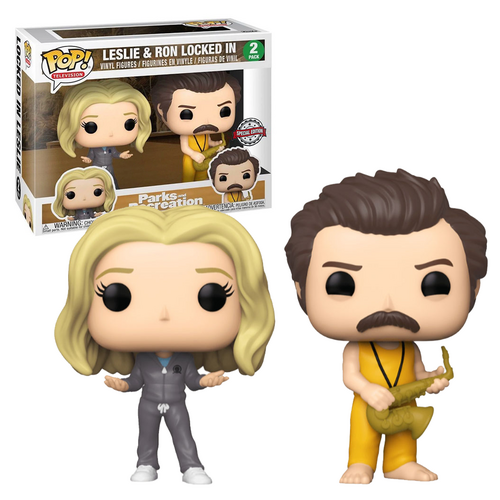 Funko POP! Television Parks & Recreation Leslie & Ron Locked In 2 Pack - New, Mint Condition