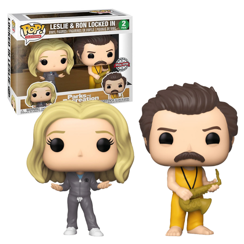 Funko POP! Television Parks & Recreation POP! Television 2 Pack Leslie & Ron Locked In - New, Mint Condition