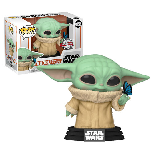 Funko POP! Star Wars #468 The Mandalorian - Grogu With Butterfly - New, Mint Condition