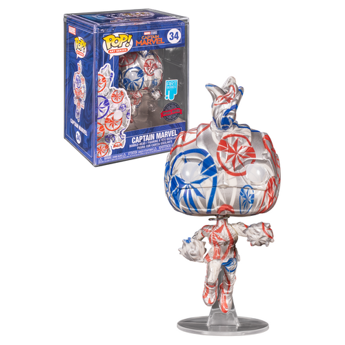 Funko POP! Marvel Patriotic Age Art Series #34 Captain Marvel With Hard POP! Protector - New, Mint Condition