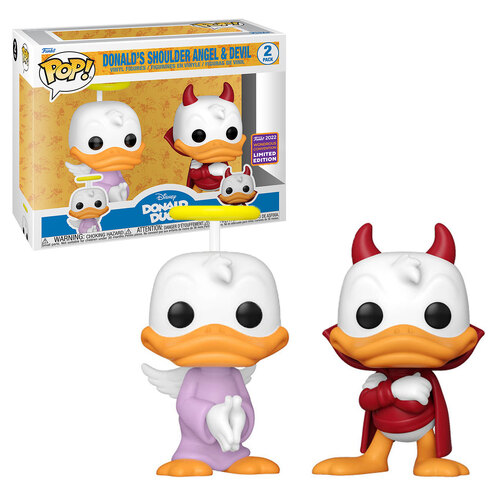 Funko POP! Vinyl Two Pack Donald Duck #60806 Donald's Shoulder Angel & Devil - 2022 WonderCon (WC22) Limited Edition - New, Mint Condition