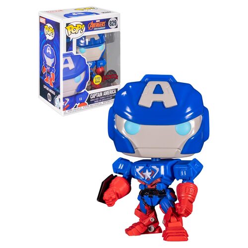 Funko POP! Marvel The Avengers Mechstrike #829 Captain America (Glows In The Dark) - New, Mint Condition