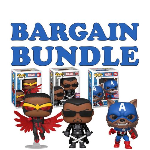 Funko POP! Marvel - Bargain Bundle - Marvel Comics Blade, Falcon & Capwolf - Comic Con Exclusives