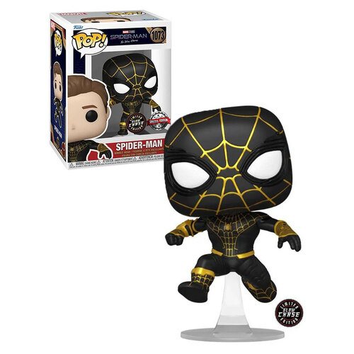 Funko POP! Marvel Spider-Man No Way Home #1073 Spider-Man (Black Suit - Unmasked) - Limited Glow Chase Edition - New, Mint Condition