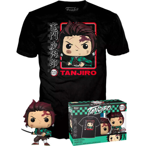 Funko POP! Tees #867 Demon Slayer Tanjiro (Battle Scarred) POP! & T-Shirt Set - Exclusive - New, Sealed [Size: Medium]