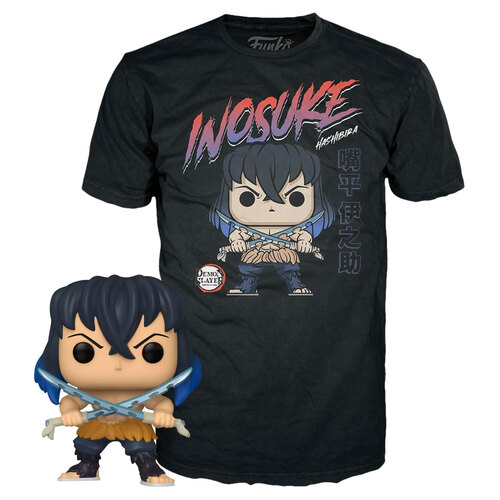 Funko POP! Tees Animation Demon Slayer #1057 Inosuke Hashibira (Unmasked) POP! & T-Shirt Set - New, Sealed [Size: XL]
