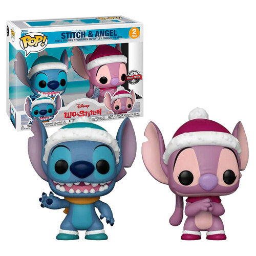 Funko POP! Disney Lilo & Stitch #59181 Two Pack Winter Stitch & Angel - New, Mint Condition VAULTED