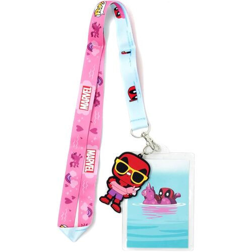 Marvel Lazy River Deadpool Lanyard By Funko - New, With Cardholder & Charm